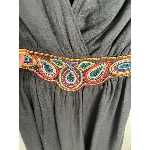 French Connection Y2K Beaded Mini Dress Women's 0 Dark Gray Grecian Style V Neck - Picture 4 of 14